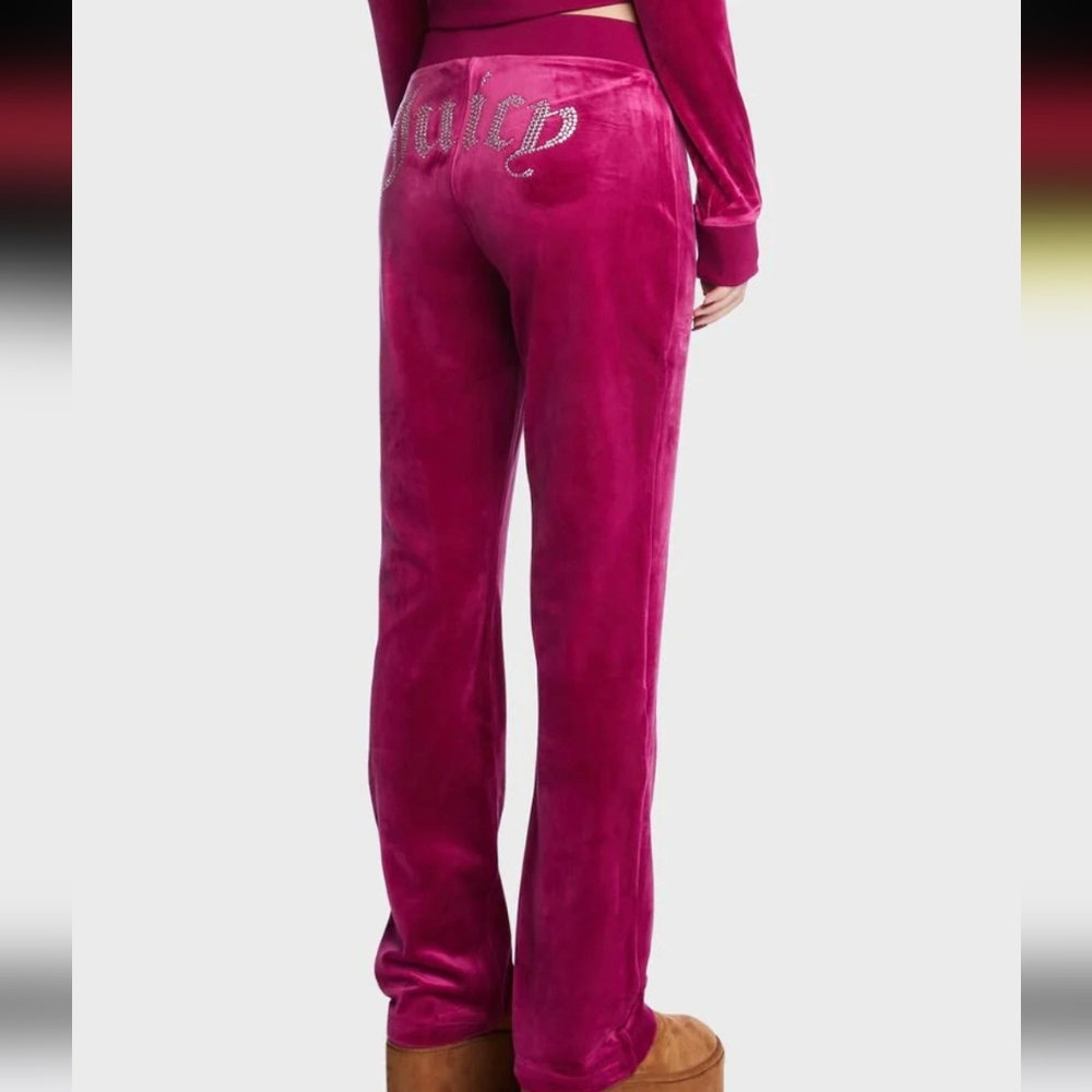 Juicy Couture Pink Velour Track Pants SZ.M Free Love NWT